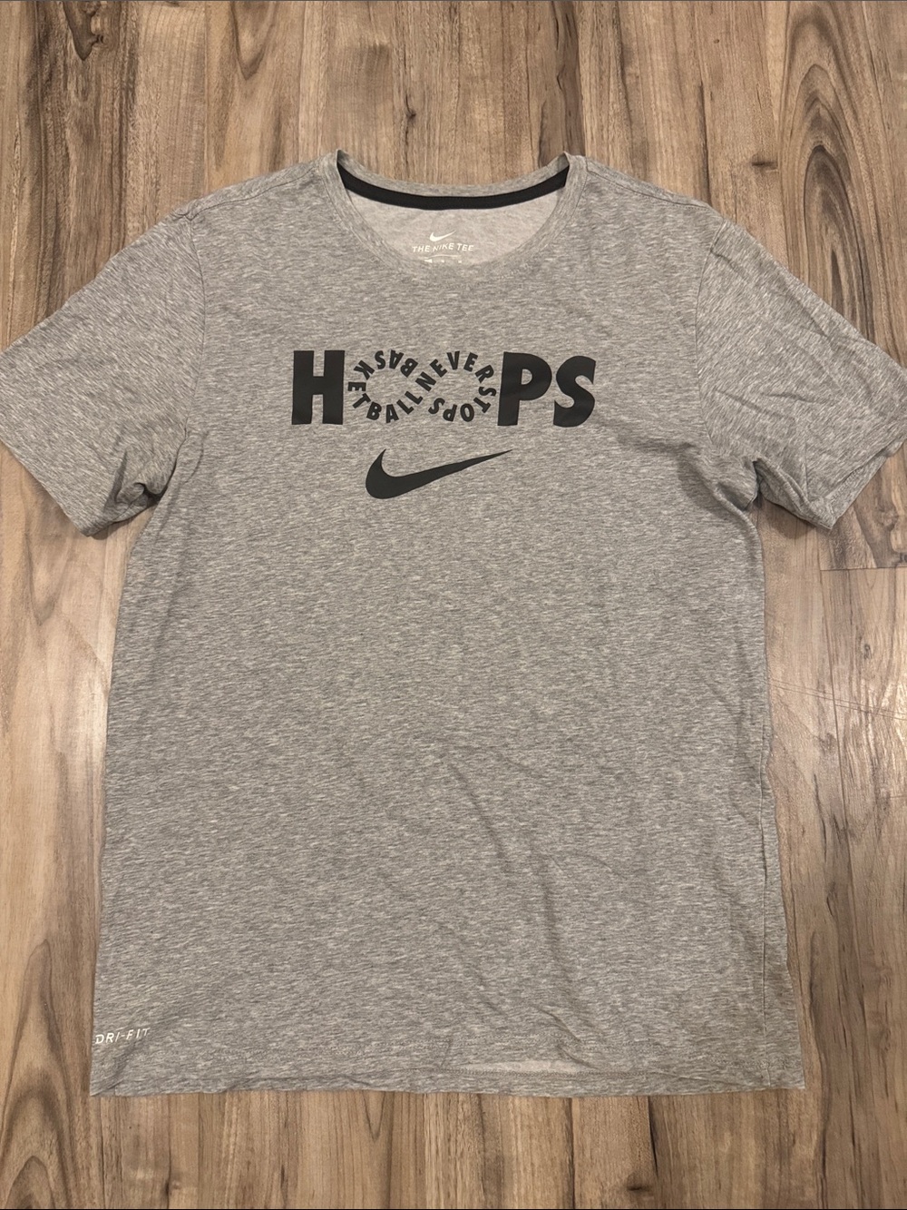 Nike Gray 'Hoops' Athletic Tee with Black Logo